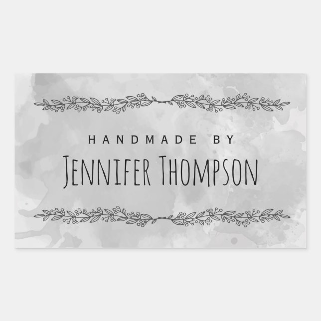 Create Your Own Personalized Handmade By Rectangular Sticker (Front)