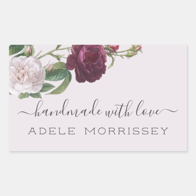 Create Your Own Personalized Handmade Floral Rectangular Sticker (Front)
