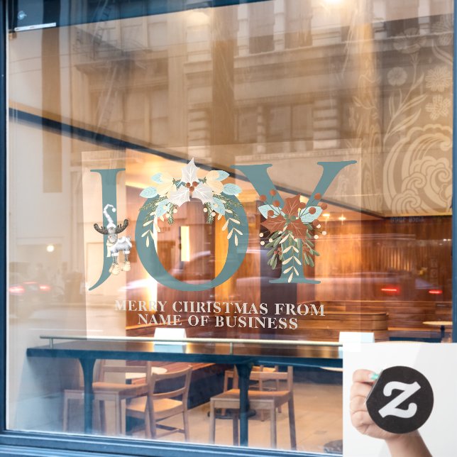 Create Your Own Personalized Joy Christmas Window Cling (Cafe Window)