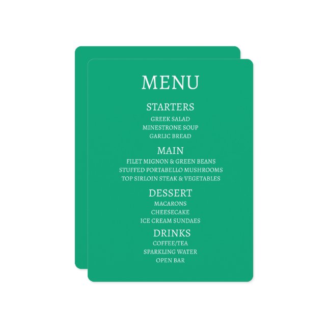 Create Your Own Personalized Menu (Front/Back In Situ)