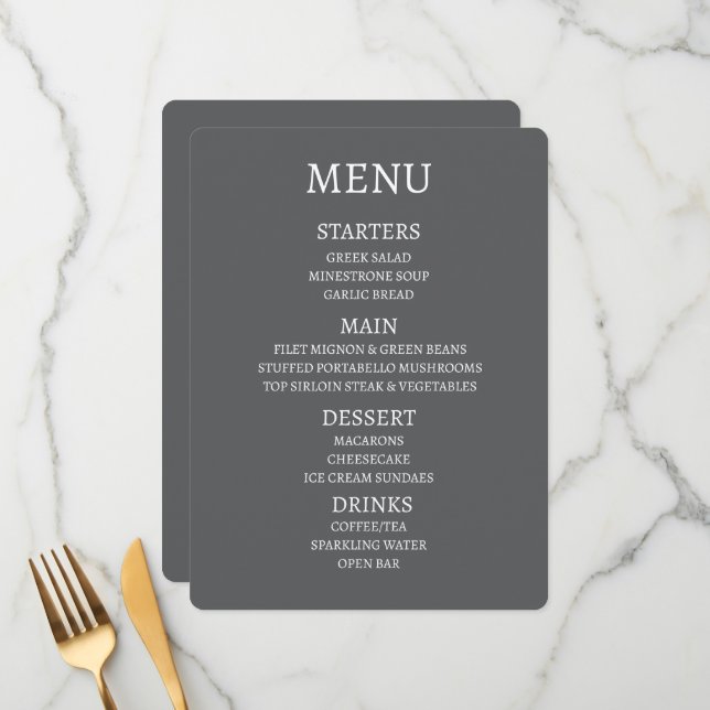 Create Your Own Personalized Menu (Front/Back In Situ)