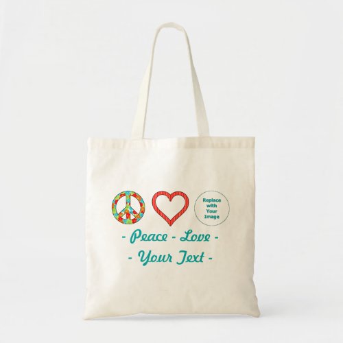 Create Your Own Personalized Peace Love Design Tote Bag