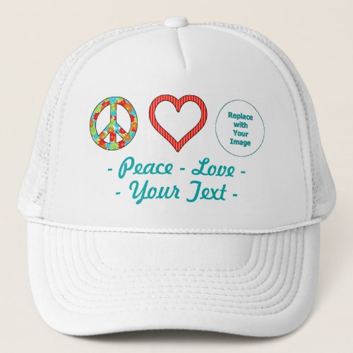 Create Your Own Personalized Peace Love Design Trucker Hat