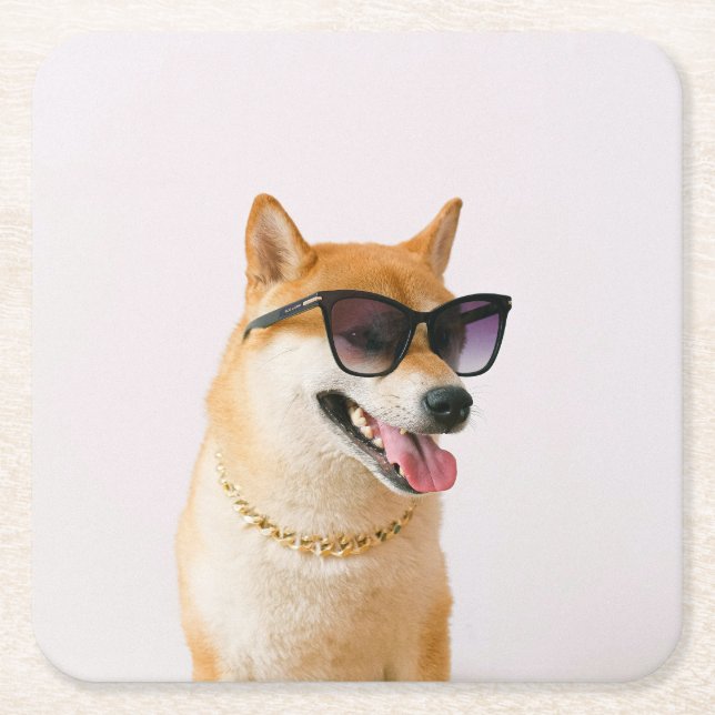 Create Your Own Personalized Pet Photo Shot Glass Square Paper Coaster (Front)