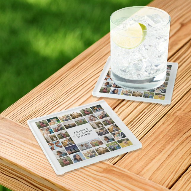 Create Your Own Personalized Photo Collage Glass Coaster (Creator Uploaded)
