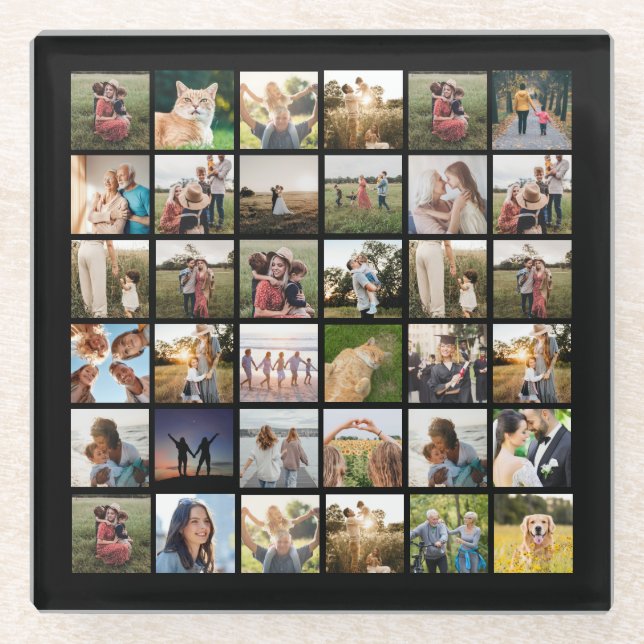 Create Your Own Personalized Photo Collage Glass Coaster (Front)