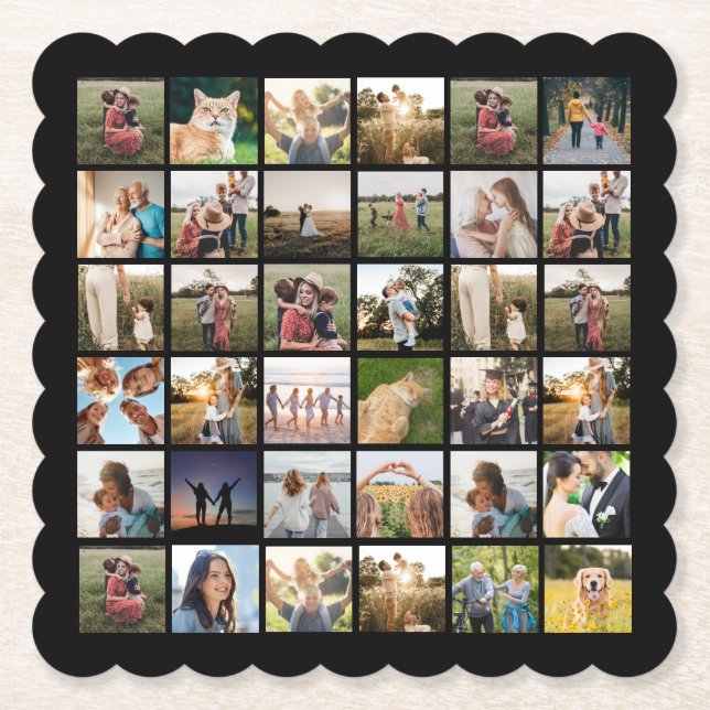 Create Your Own Personalized Photo Collage Paper Coaster (Front)