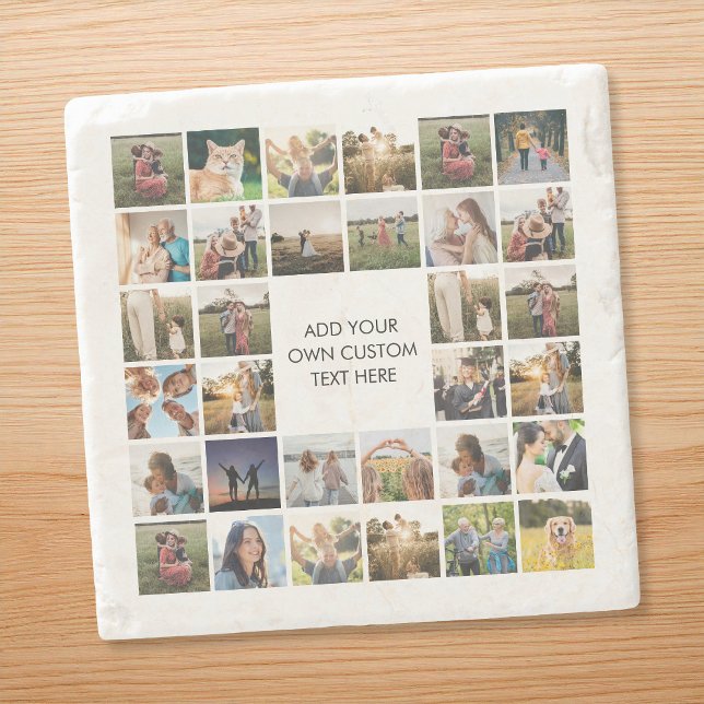 Create Your Own Personalized Photo Collage Stone Coaster (Creator Uploaded)