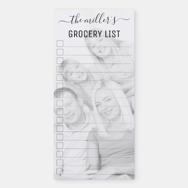 Create your own personalized photo grocery list magnetic notepad (Front)