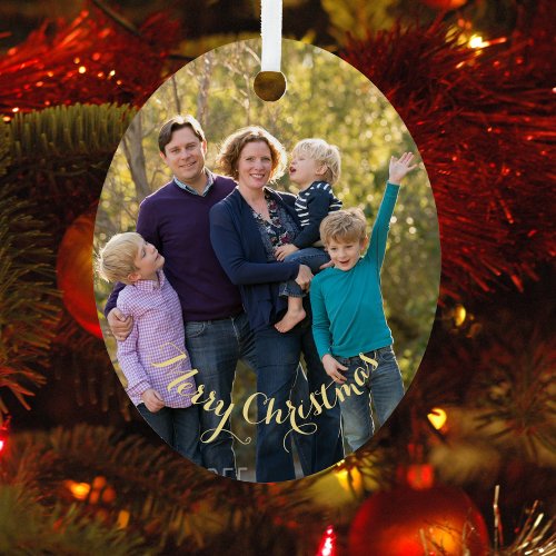 Create Your Own Personalized Photo Oval Christmas Metal Ornament