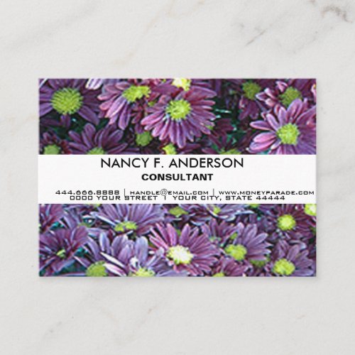 Create Your Own Personalized Purple Daises Floral Business Card