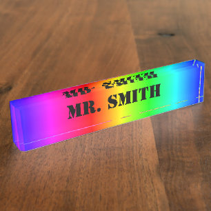 Create Your Own Personalized Rainbow Gradient Desk Name Plate