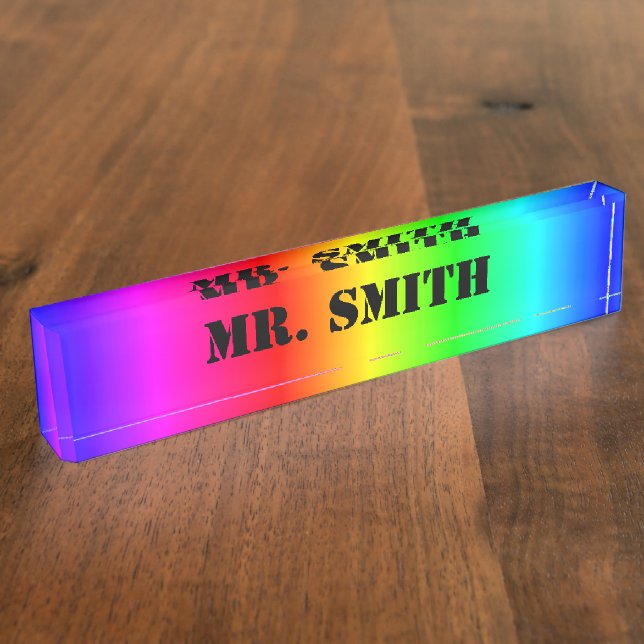 Create Your Own Personalized Rainbow Gradient Desk Name Plate (Side)