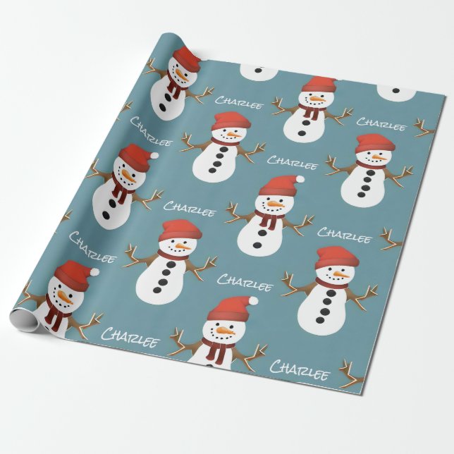 Create Your Own Personalized Snowman Wrapping Paper (Unrolled)