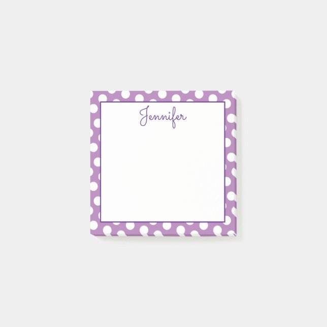 Create Your Own Personalized White Polka Dots Post-it Notes (Front)