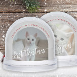Create your own pet 2 photos Merry Christmas Snow Globe