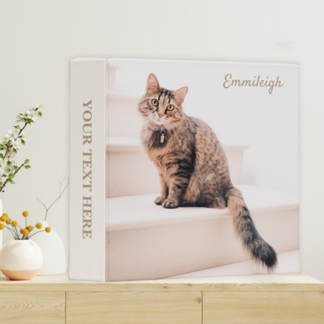 Create Your Own Pet Cat Dog Photo Name 3 Ring Binder (Creator Uploaded)
