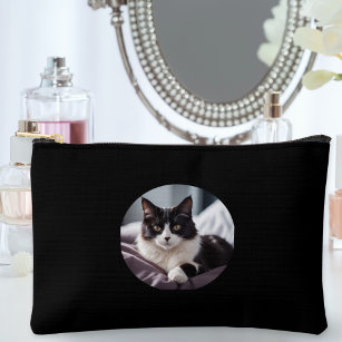 Create Your Own Pet Cat Photo Travel Elegant Black Accessory Pouch