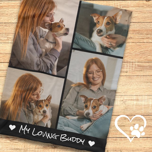Create Your Own Pet Dog 4 Photo Collage Black Fleece Blanket (Create Your Own Pet Dog 4 Photo Collage Black Fleece Blanket
)