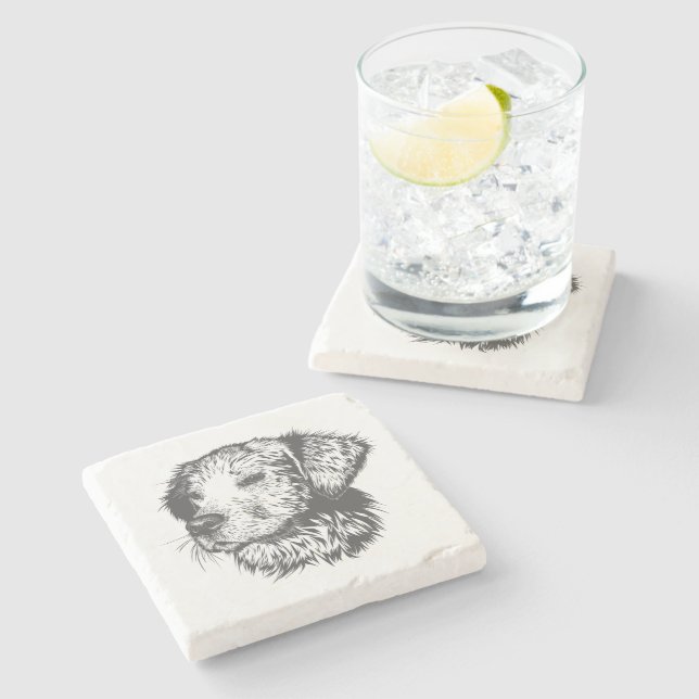 Create Your Own Pet Dog Customized Stone Coaster (Side)