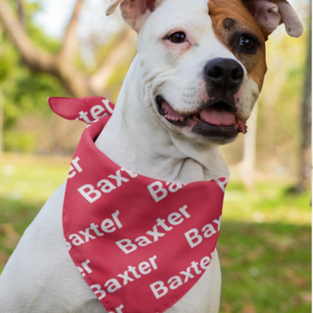 Create Your Own Pet Dog Personalized Name Bandana (Dog pet name red bandana)