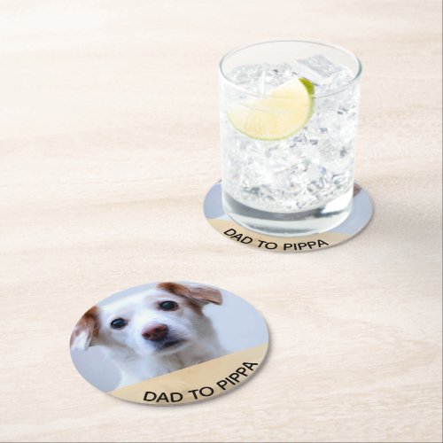 Create Your Own Pet Dog Photo Personalized Round Paper Coaster