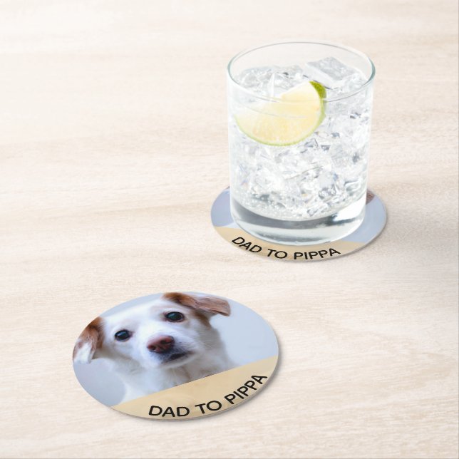 Create Your Own Pet Dog Photo Personalized Round Paper Coaster (Insitu)
