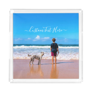 Create Your Own Pet Photo Acrylic Tray Custom Text