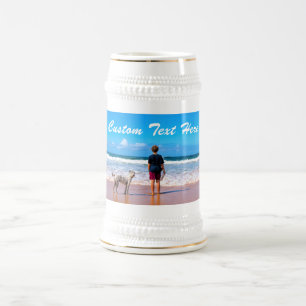 Create Your Own Pet Photo Beer Stein Custom Text