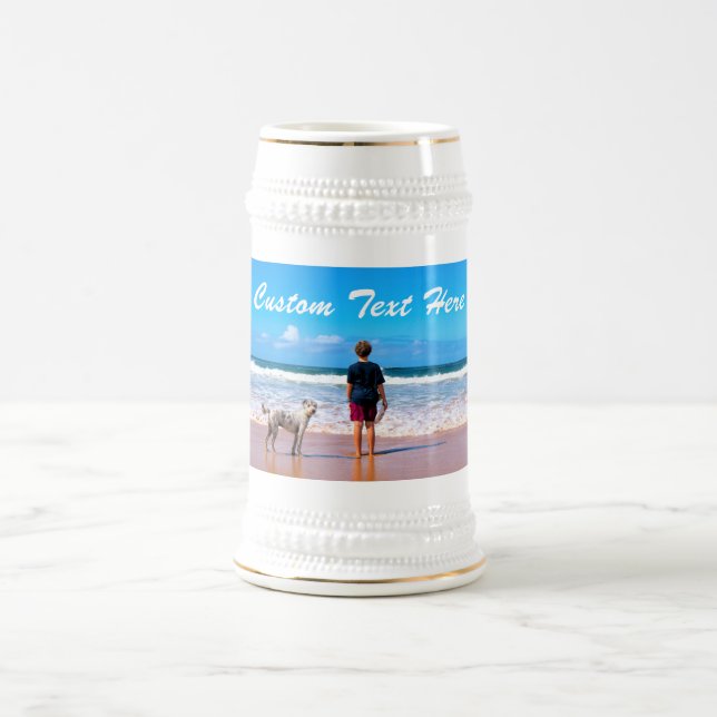 Create Your Own Pet Photo Beer Stein Custom Text (Center)
