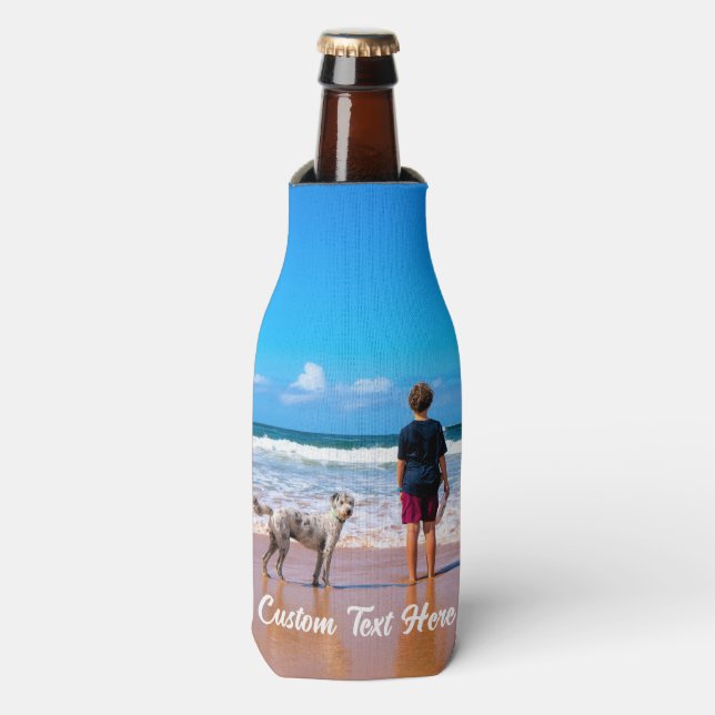 Create Your Own Pet Photo Bottle Cooler with Text (Bottle Front)