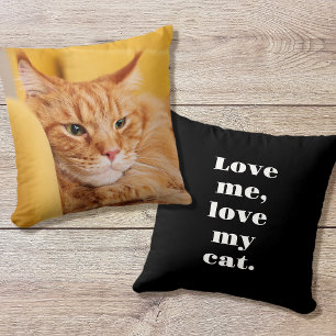 Create Your Own Pet Photo Cat Lover Gift Black Throw Pillow