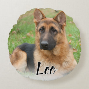Create Your Own Pet Photo Custom Picture Name Round Pillow