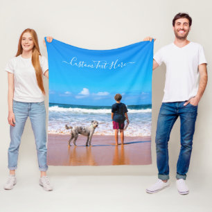 Create Your Own Pet Photo Fleece Blanket with Text