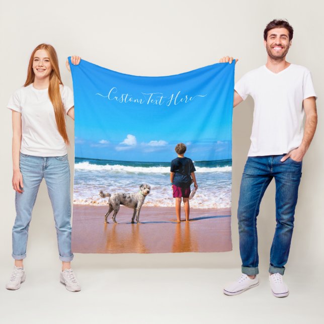 Create Your Own Pet Photo Fleece Blanket with Text (In Situ)