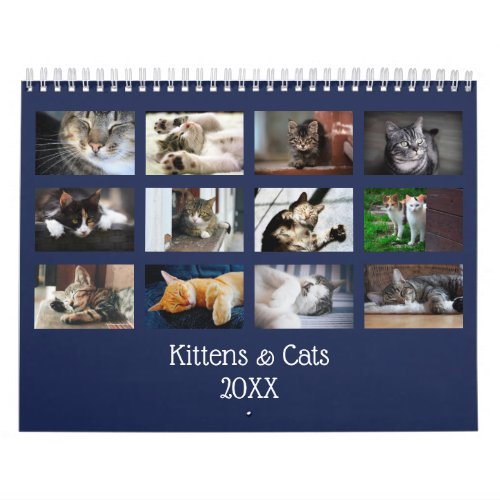Create Your Own Pet Photo Navy Blue Cover 2025 Calendar