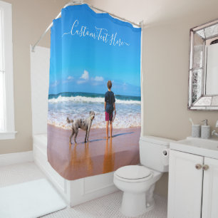 Create Your Own Pet Photo Shower Curtain with Text