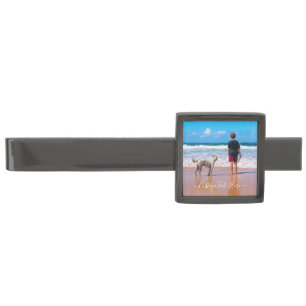 Create Your Own Pet Photo Tie Bar Gift Custom Text