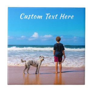 Create Your Own Pet Photo Tile Gift Custom Text