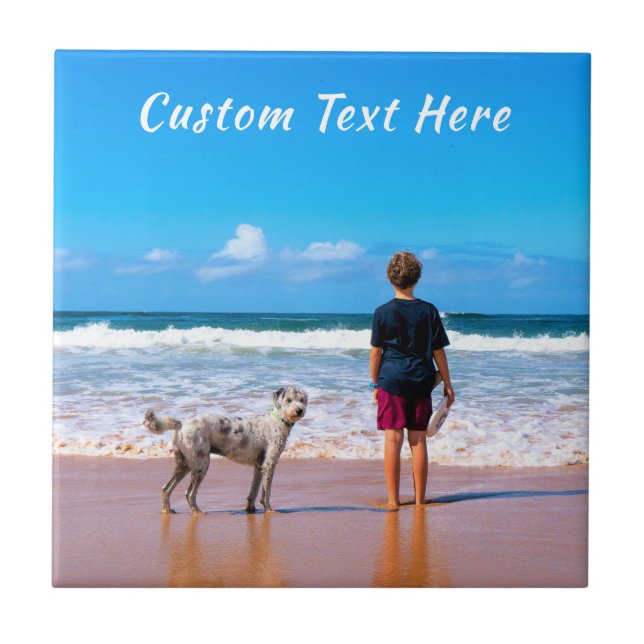 Create Your Own Pet Photo Tile Gift Custom Text (Front)