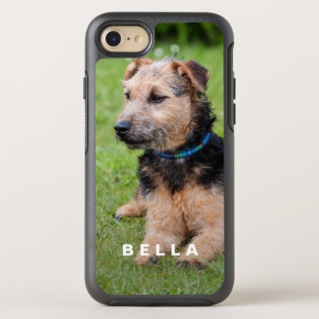 Create Your Own Pet Photo with Name Otterbox iPhone Case (Back)