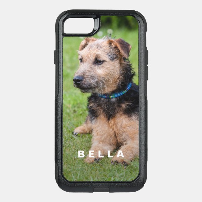 Create Your Own Pet Photo with Name Otterbox iPhone Case (Back)