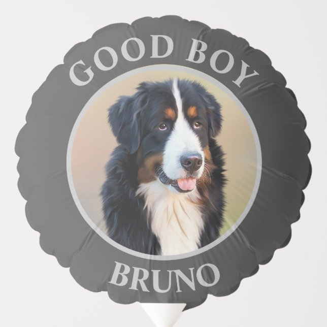 Create Your Own Pet Portrait Photo Modern Gray Balloon (Front)