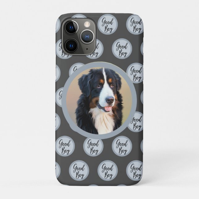 Create Your Own Pet Portrait Photo Modern Gray Case-Mate iPhone Case (Back)
