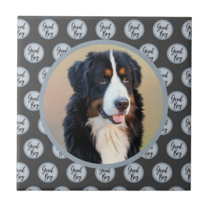 Create Your Own Pet Portrait Photo Modern Gray Ceramic Tile