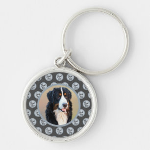 Create Your Own Pet Portrait Photo Modern Gray Keychain