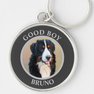 Create Your Own Pet Portrait Photo Modern Gray Keychain
