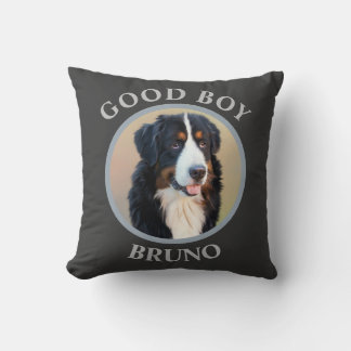 Create Your Own Pet Portrait Photo Modern Gray Throw Pillow