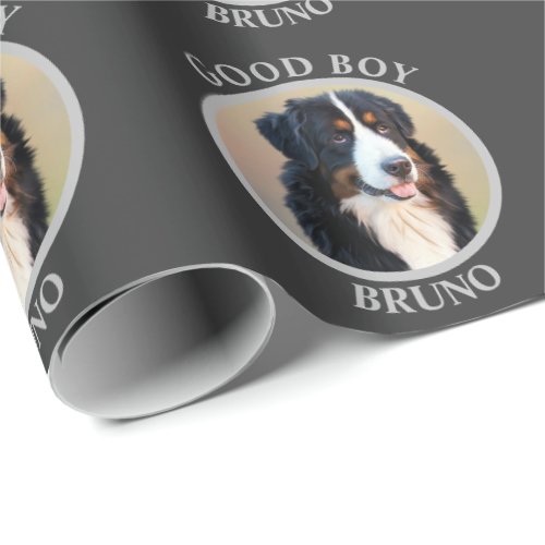 Create Your Own Pet Portrait Photo Modern Gray Wrapping Paper