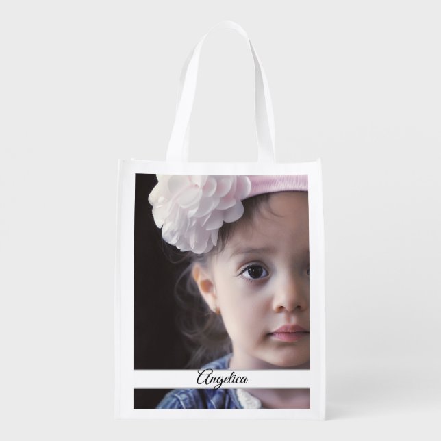 Create Your Own Photo 2 Personalized Grocery Bag (Back)